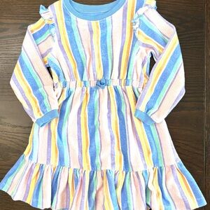 RuffleButts Girls Striped Rainbow Dress